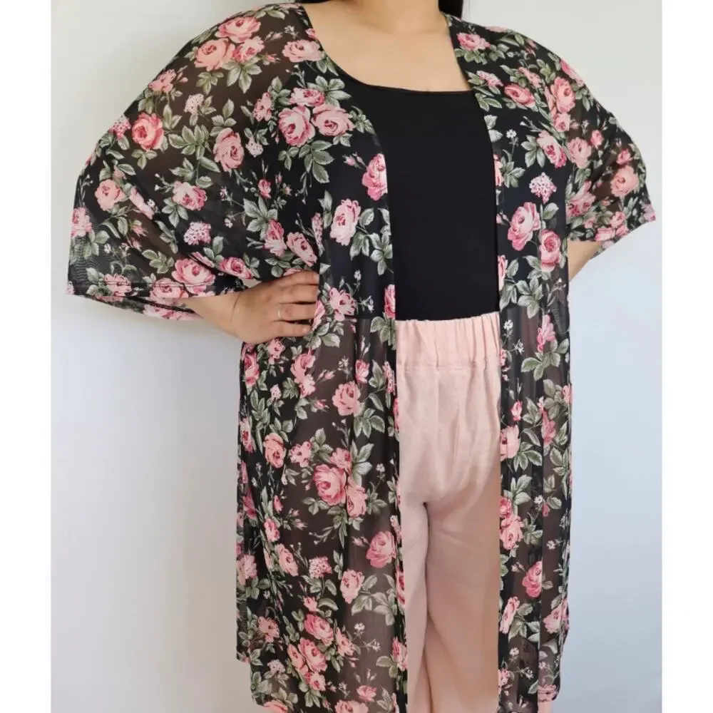 🔴Expresso Plus Size Mesh‎ Floral Print Kimono size 1X